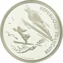 Francia 100 Francs JO Albertville - Ski Jumping - 1991 - Proof - with certificate