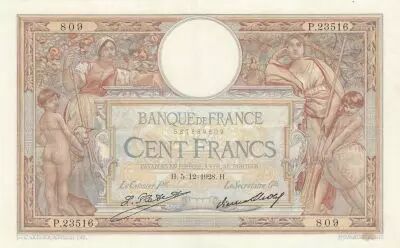 Francia 100 Francs LOM - large cartridges - 05-12-1928 - Serial P.23516