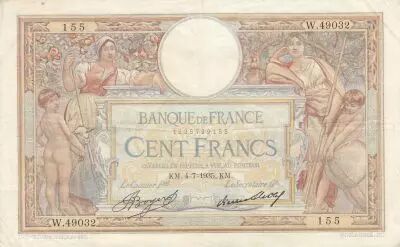 Francia 100 Francs Luc Olivier Merson - 04-07-1935 -  Serial W.49032