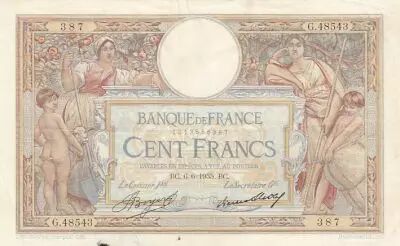 Francia 100 Francs Luc Olivier Merson - 06-06-1935 -  Serial G.48543