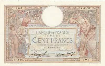 Francia 100 Francs Luc Olivier Merson - 06-06-1935 -  Serial Z.48560