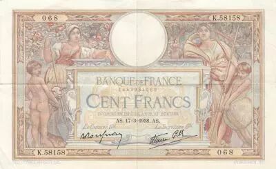 Francia 100 Francs Luc Olivier Merson - 17-03-1938 - Serial K.58158