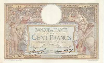 Francia 100 Francs Luc Olivier Merson - 18-01-1934-  Serial E.42851