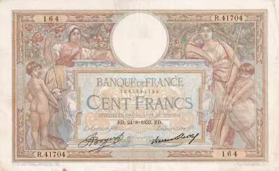Francia 100 Francs Luc Olivier Merson - 24-08-1933 -  Serial R.41704