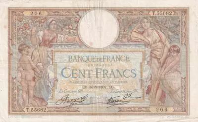 Francia 100 Francs Luc Olivier Merson - 30-09-1937 - Serial T.55682