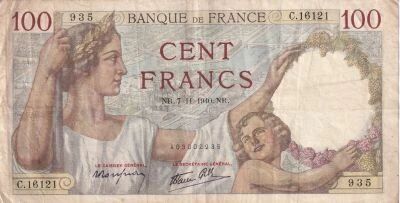Francia 100 francs Sully - 07-11-1940 - Serial C.16121