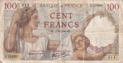 Francia 100 francs Sully - 07-11-1940 - Serial D.15860