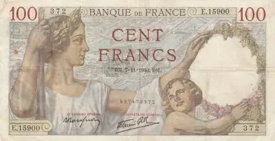 Francia 100 francs Sully - 07-11-1940 - Serial E.15900