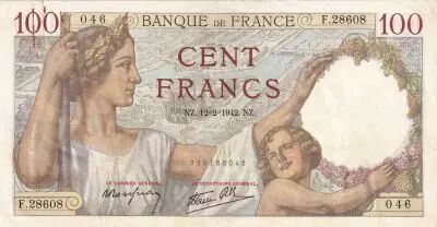 Francia 100 Francs Sully - 12-02-1942 - Serial F.28608