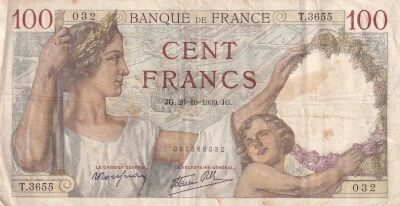 Francia 100 Francs Sully - 26-10-1939 - Serial T.3655