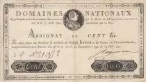 Francia 100 Livres Bust of Louis XVI - 19-06-1791 Serial 5G - Sign. Ragueneau - F to VF