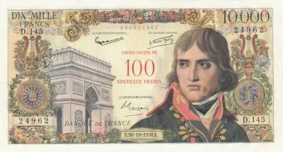 Francia 100 NF / 10000 Francs - Bonaparte - 30-10-1958 - Serial D.145