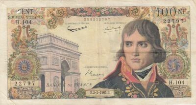 Francia 100 NF Bonaparte - 02-02-1961 - Series H.104