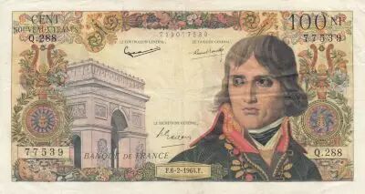 Francia 100 NF Bonaparte - 06-02-1964 - Serial U.292 - F