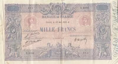 Francia 1000 Francs - Blue and pink - 22-05-1926 - Serial X.2382