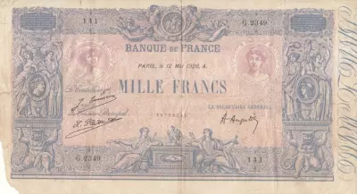 Francia 1000 Francs - Blue on lilac - 12-05-1926 - Serial G.2349