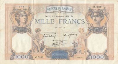 Francia 1000 Francs - Ceres and Mercury - 03-11-1938 - Series C.5392