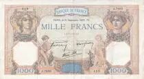 Francia 1000 Francs - Ceres et Mercury - 21-09-1939 - Serial J.7935 - P.149