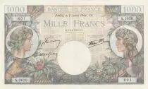 Francia 1000 Francs - Commerce and Industry - 06-07-1944 Serial A.3620