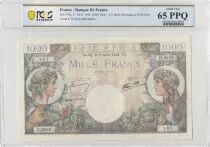 Francia 1000 Francs - Commerce and Industry - 06-07-1944 Serial D.3620