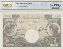 Francia 1000 Francs - Commerce and Industry - 06-07-1944 Serial D.3620