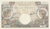 Francia 1000 Francs - Commerce and Industry - 06-07-1944 Serial E.3620