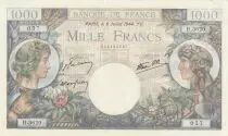 Francia 1000 Francs - Commerce and Industry - 06-07-1944 Serial H.3620