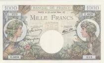 Francia 1000 Francs - Commerce and Industry - 20-07-1944 - Serial U.4656