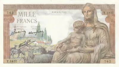 Francia 1000 Francs - Deesse Demeter - 05-11-1942 - Serial Y.1857
