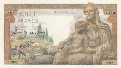 Francia 1000 Francs - Demeter - 07-01-1943 - Serial T.2989