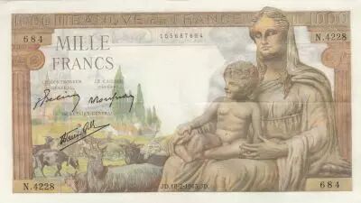 Francia 1000 Francs - Demeter - 18-02-1943 Serial N.4228