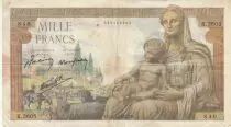Francia 1000 Francs - Goddess Demeter - 28 January 1943 - Series K.3605