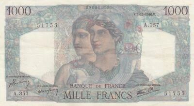 Francia 1000 Francs - Minerva and Hercules - 03-10-1946 - Series A.357