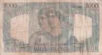 Francia 1000 Francs - Minerva and Hercules - 05-05-1948 - Serial W.411 - VG to F - P.130b