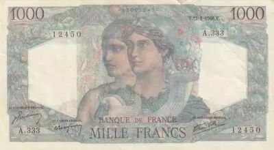 Francia 1000 Francs - Minerva and Hercules - 12-09-1946 - Serial A.333