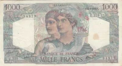 Francia 1000 Francs - Minerva and Hercules - 12-09-1946 - Serial U.329