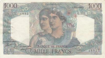 Francia 1000 Francs - Minerva and Hercules - 17-02-1949 - Series G.521