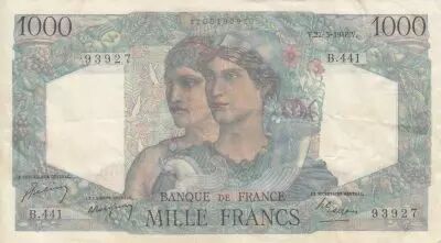 Francia 1000 Francs - Minerva and Hercules - 27-05-1948 - Serial B.441