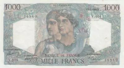 Francia 1000 Francs - Minerve and Hercule - 05-05-1948 - Serial V.404