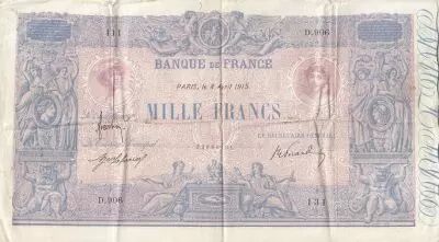Francia 1000 Francs - Pink and blue - 08-04-1915 - Serial D.906