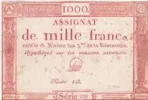 Francia 1000 Francs 18 Nivose An III - 7.1.1795 - Sign. Darnaud - Serial 229