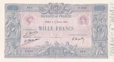 Francia 1000 Francs Blue on lilac - 11-02-1926 - Serial F.2152