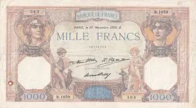 Francia 1000 Francs Ceres and Mercury - 27-11-1930 - Serial B.1070