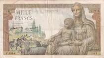 Francia 1000 Francs Goddess Demeter  - 07-01-1943 - Serial V.2513