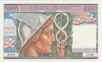 Francia 1000 Francs Mercury - 1955 - Specimen - AU to UNC
