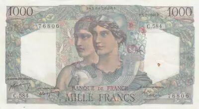 Francia 1000 Francs Minerva and Hercules - 01-09-1949 - Serial C.584