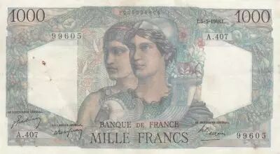 Francia 1000 Francs Minerva and Hercules - 05-05-1948 - Serial A.407