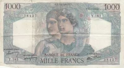 Francia 1000 Francs Minerva and Hercules - 17-01-1946 - Serial Y.183