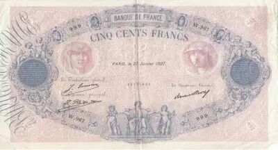 Francia 1000 Francs Rose et Bleu - 27-01-1927 - Serial W.967