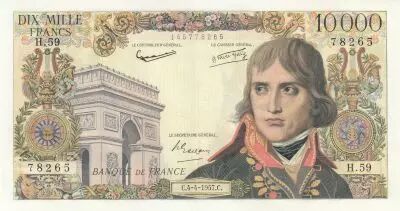 Francia 10000 Francs - Bonaparte - 04-04-1957 - Serial H.59